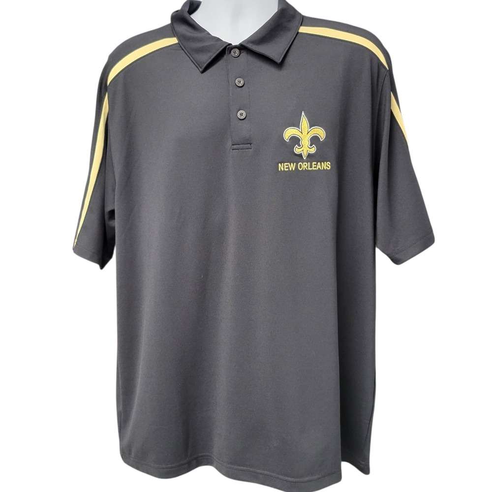 New Orleans Saints Augusta Sportswear Polo Shirt Moisture Wicking Lg J416 - Picture 1 of 6